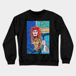 Gothic Woman and Her Cat Crewneck Sweatshirt